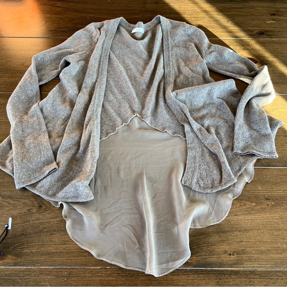 Subtle Luxury Beige/Tan Women's Cashmere Silk Blend Cardigan-xs/s